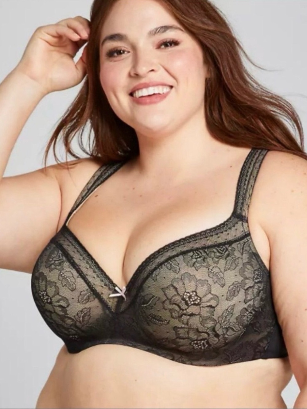 Cacique 44 DDD Modern Black Lace Covered Underwire UL FC Full Coverage Light Wei